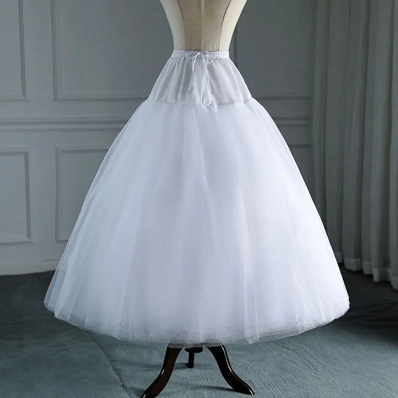 White Tulle Petticoat for A Line Style Wedding Dress 4-8 Layers No Hoops Bridal Wedding Accessories Long Petticoats Underskirt - Dhavinci