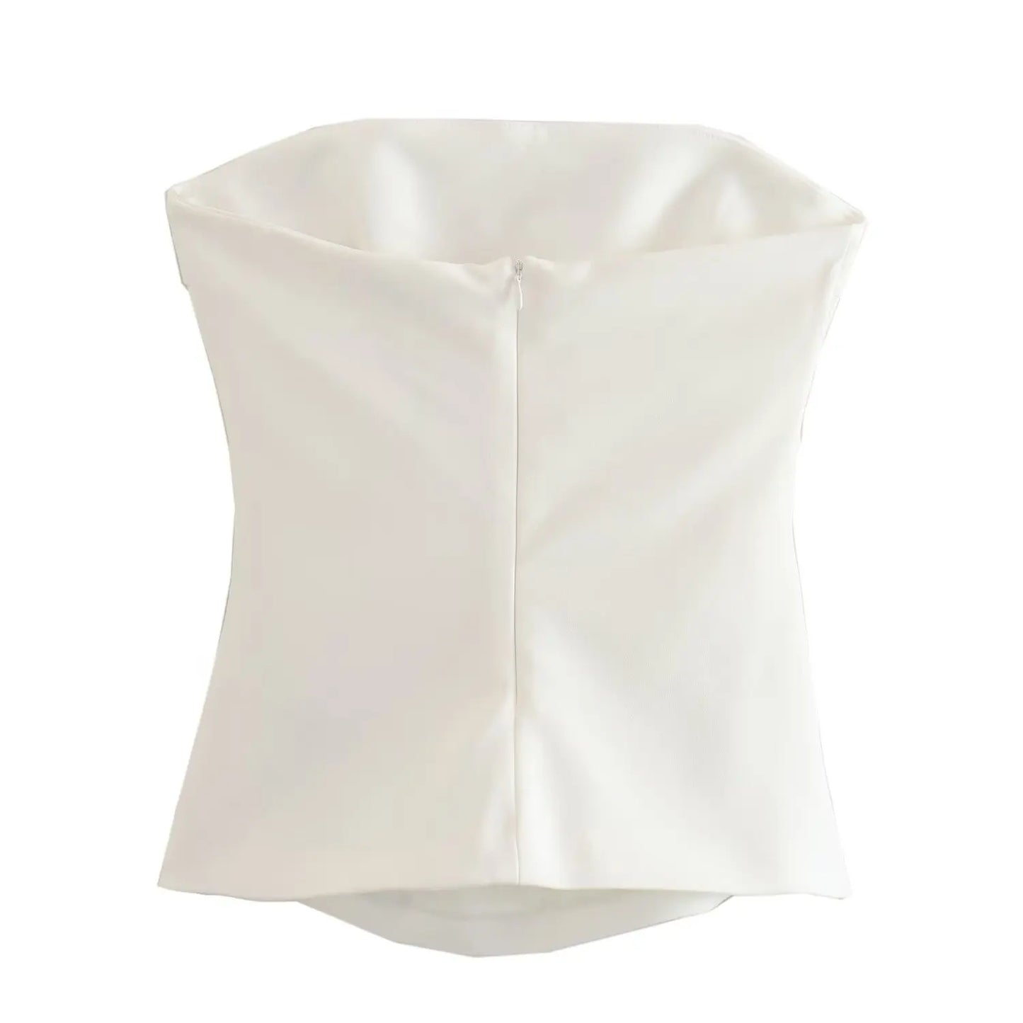 Women’s Strapless Sleeveless Blouse | Chic Summer Back-Zip Crop Top - Dhavinci