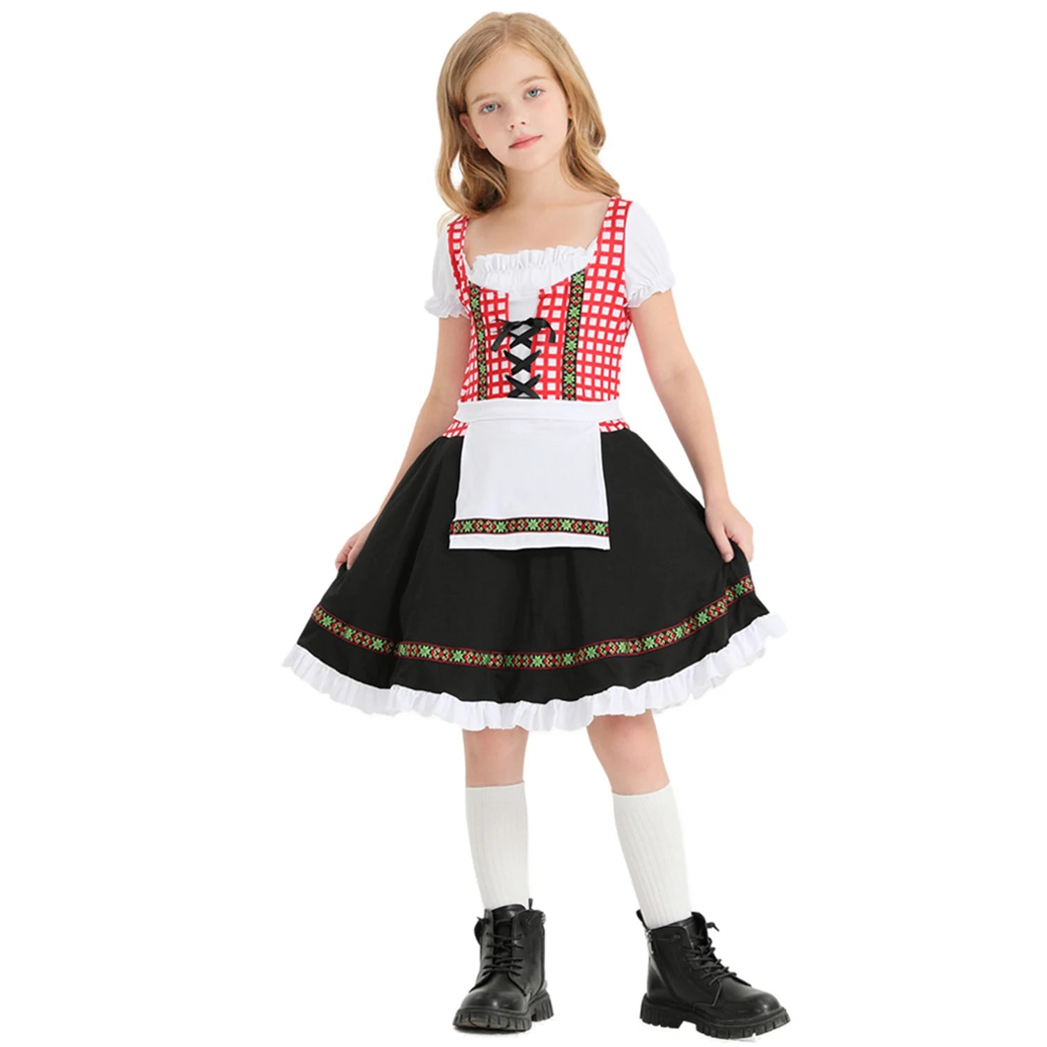 Oktoberfest Beer Kid Girls Costume Traditional German Fraulein Bavarian Dirndl Dress Child - Dhavinci