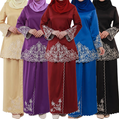 2PCS Muslim Women’s Set | Elegant Dubai Long Sleeve Top & Skirt - Dhavinci