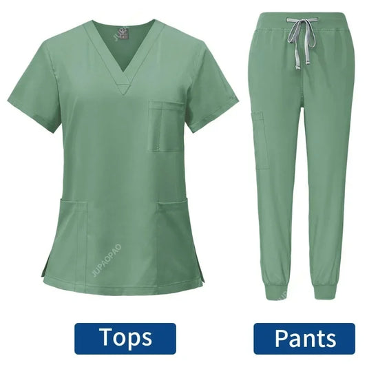 Slim Fit Medical Scrubs Uniform Women Scrub Sets Nursing Accessories Hospital Surgery Gowns Dental Clinic Beauty Salon Workwear - Dhavinci