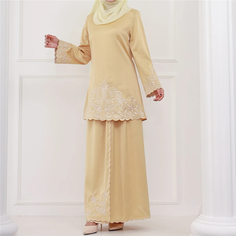 2PCS Muslim Women’s Set | Elegant Dubai Long Sleeve Top & Skirt - Dhavinci