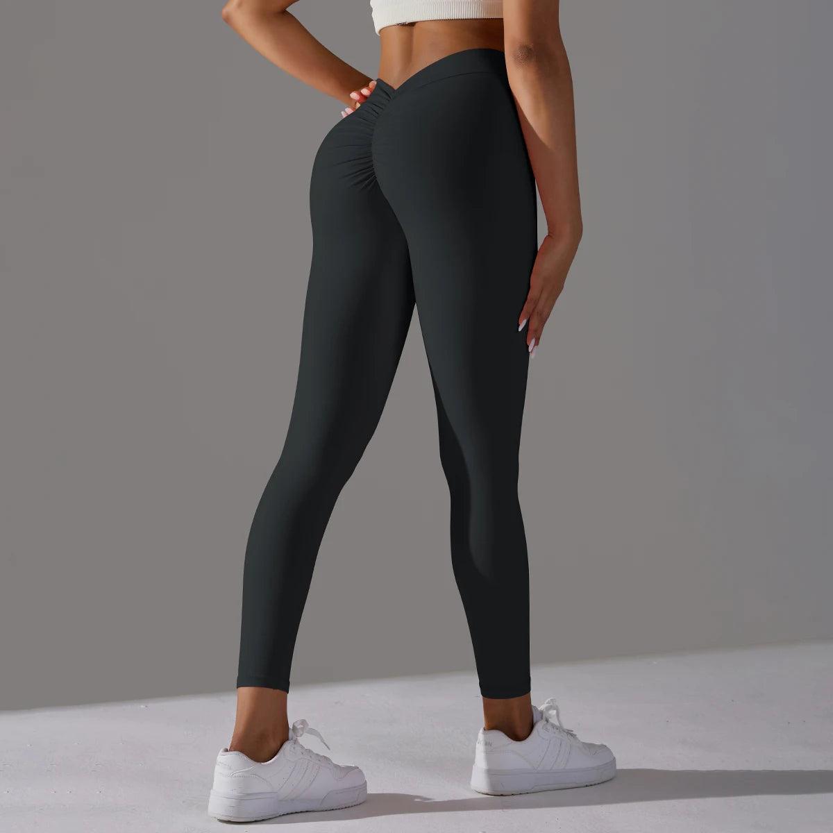 Sexy V-Waist Scrunch Butt Leggings for Women | Push-Up Fitness Yoga Pants - Dhavinci