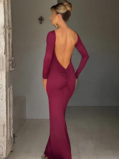 Spring Elegant Backless Bodycon Maxi Dress for Women | Sexy Prom & Party Outfit - Dhavinci