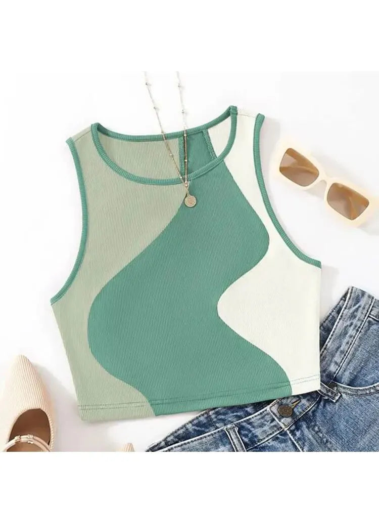 Color Matching T-Shirt Vest for Women | Stylish & Versatile Tank Top - Dhavinci