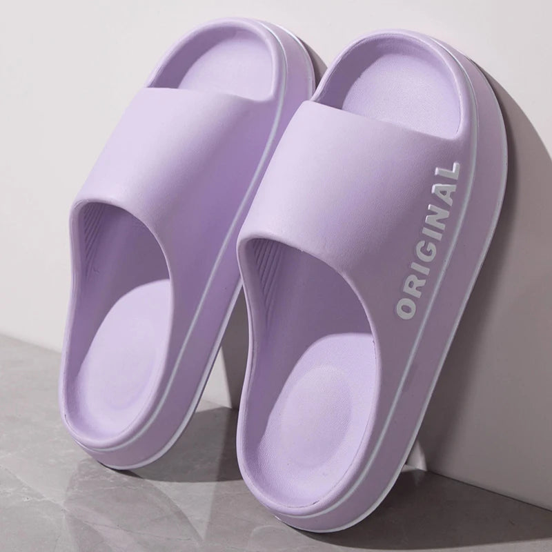 Feslishoet Women Letter Slippers Beach Slides Solid Color Mens Thick Sole Indoor Bathroom Anti Slip Shoes Summer Couple Sandals - Dhavinci