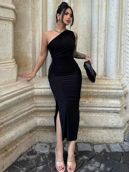 Summer Black New Dress Women Fashion Sexy Split Sleeveless Backless Slim Maxi Dress Female Casual Club Elegant Lady Party Dress - Dhavinci