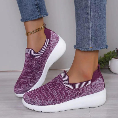 Breathable Knitting Platform Sneakers for Women | Slip-On Sports Shoes - Dhavinci