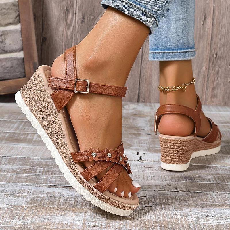 Fashion Flower Platform Sandals for Women - Wedges Gladiator Heels - Dhavinci