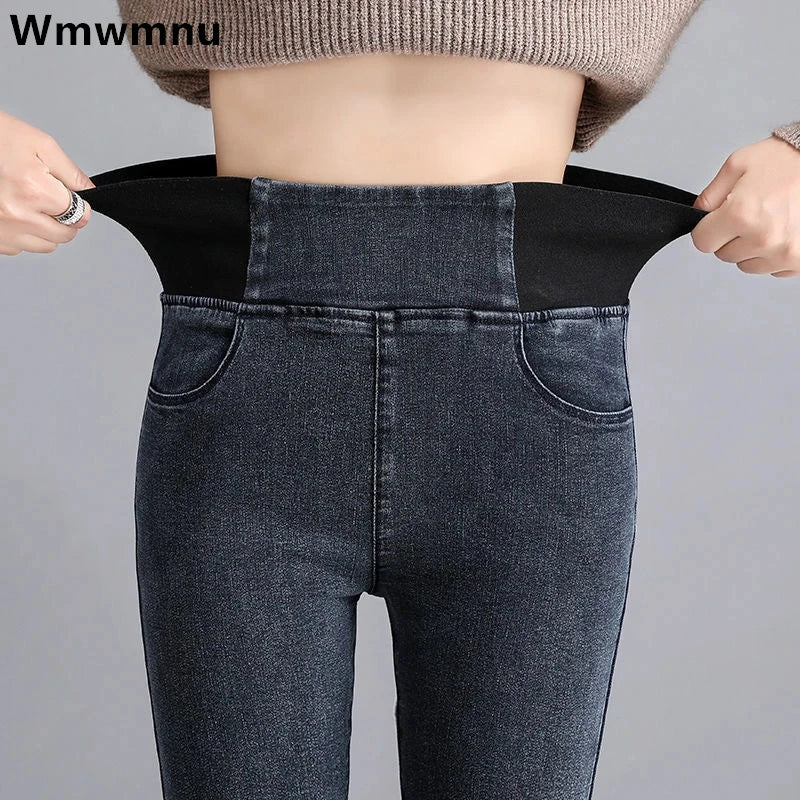 High Waist Skinny Jeans | Oversize Slim Fit Vintage Wash Denim Pants for Women - Dhavinci