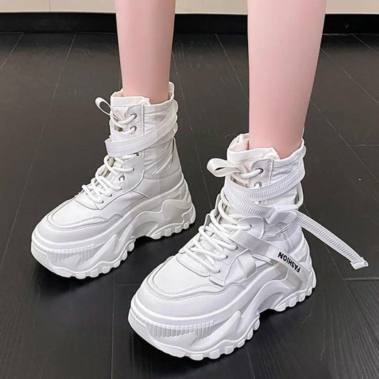 Women’s Chunky Platform Boots | Lace-Up Ankle Sneakers - Dhavinci