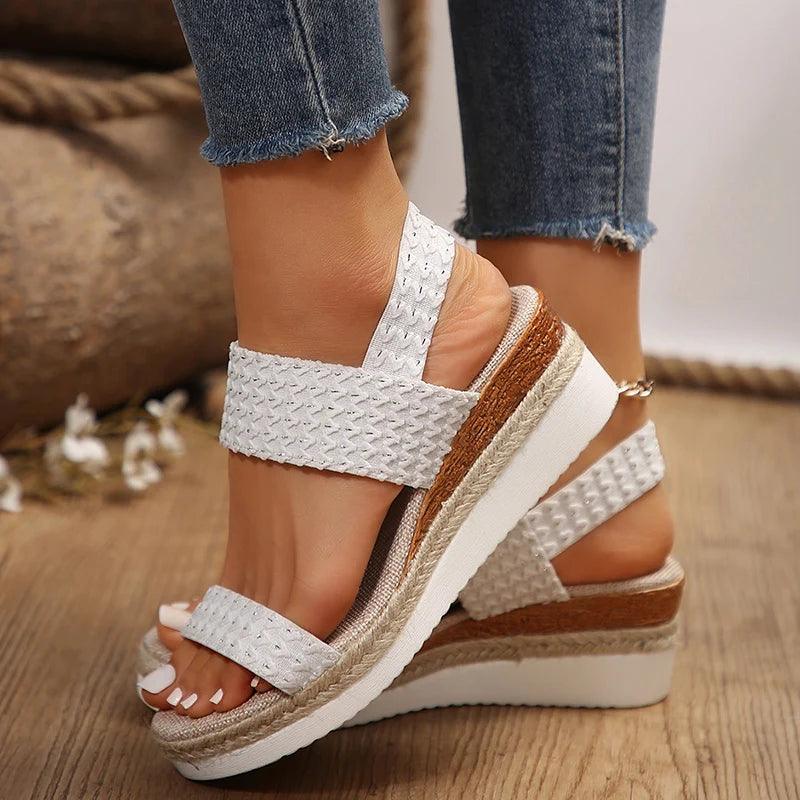 Ladies Wedge Sandals - Summer Sequined Cloth Platform Non-Slip - Dhavinci