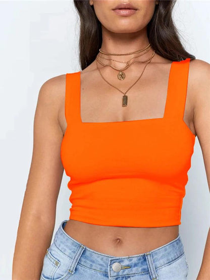 Sexy Square Neck Sleeveless Crop Top for Women | White & Black - Dhavinci