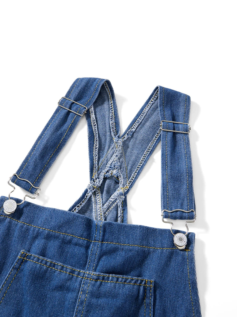 Summer Women Denim Overalls Adjustable Straps Romper Shorts y2k Style Casual Rolled Cuff Shortalls with Pockets Streetwear - Dhavinci