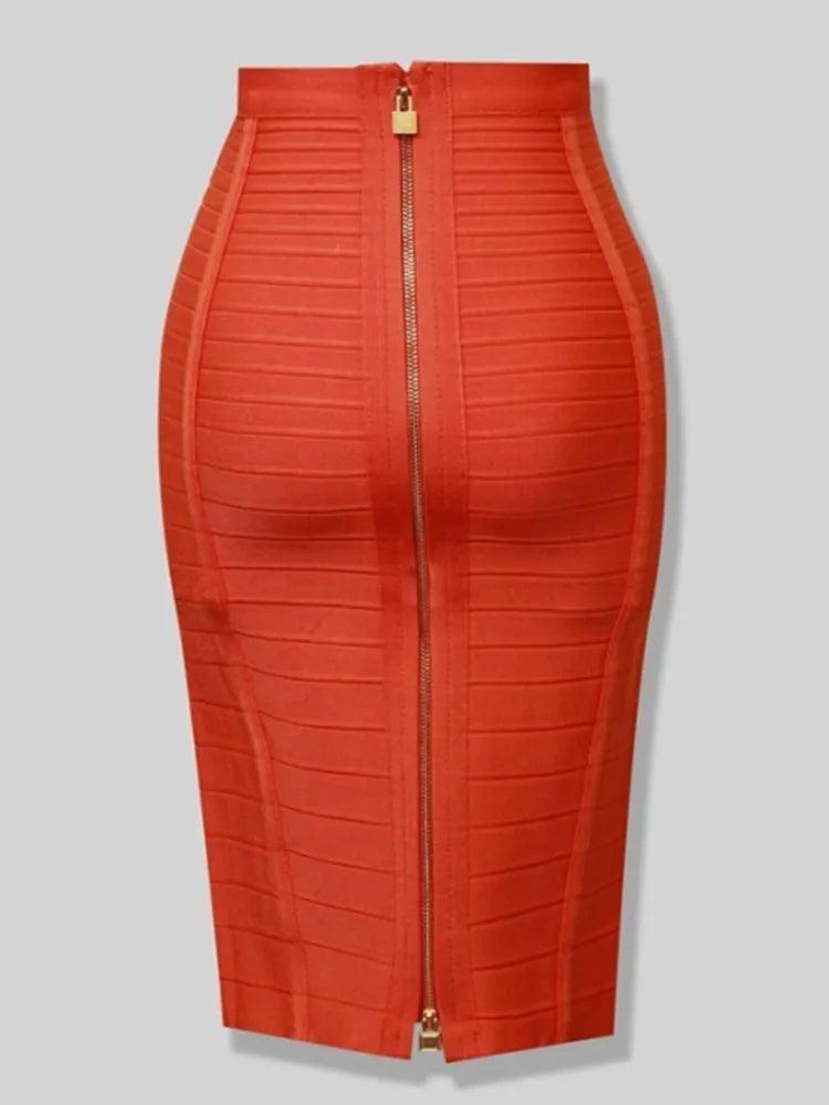 Plus Size Bandage Skirt for Women | Sexy Zipper A-Line in 13 Colors - Dhavinci