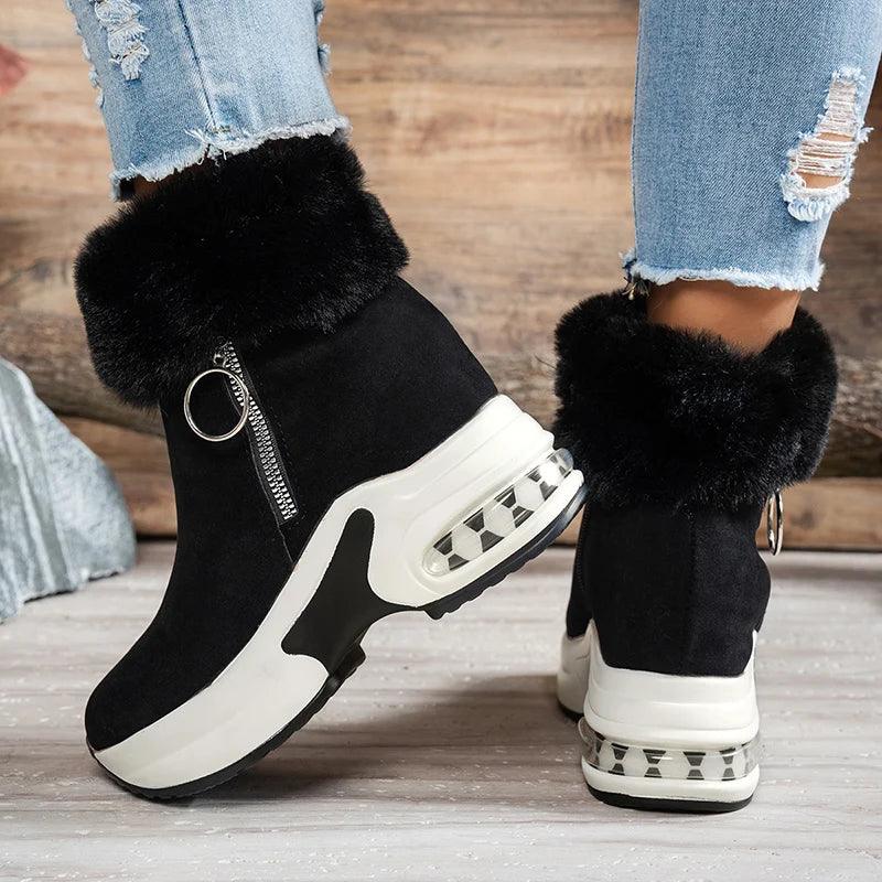 Faux Fur Snow Boots for Women | Chunky Platform Ankle Boots - Dhavinci