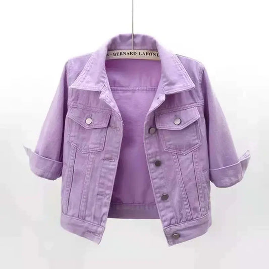 Candy Color Denim Jacket | Women’s Summer Casual Outerwear - Dhavinci