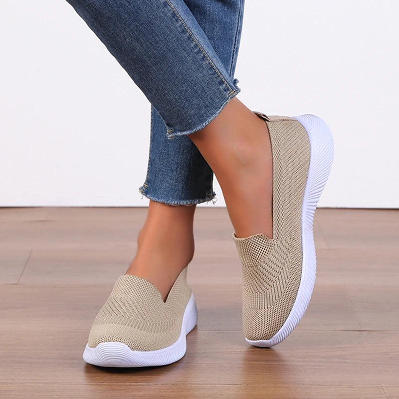 Breathable Knitting Flats for Women - Light Slip-on Casual Sneakers - Dhavinci