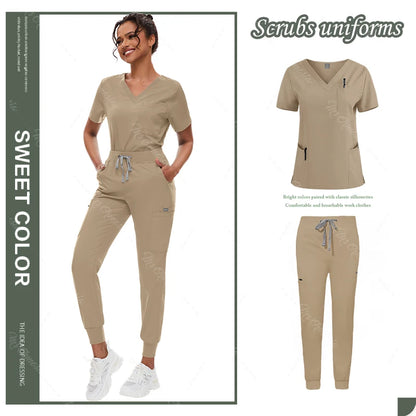 Hot Sale Anti Wrinkle Scrubs Workwear Washable Soft Fabric Nurse Hospital Uniforms Medical Scrubs Top Pants Jogger Scrubs Sets - Dhavinci