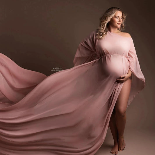 Silk Gown Maternity Photography Props Dress Chiffon Cloak Simple Modeling Fabric Pregnancy For Baby Showers Woman Photo Shooting - Dhavinci