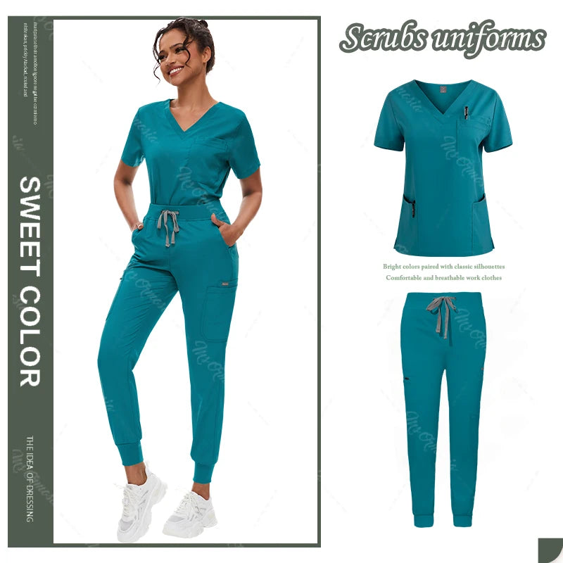 Hot Sale Anti Wrinkle Scrubs Workwear Washable Soft Fabric Nurse Hospital Uniforms Medical Scrubs Top Pants Jogger Scrubs Sets - Dhavinci