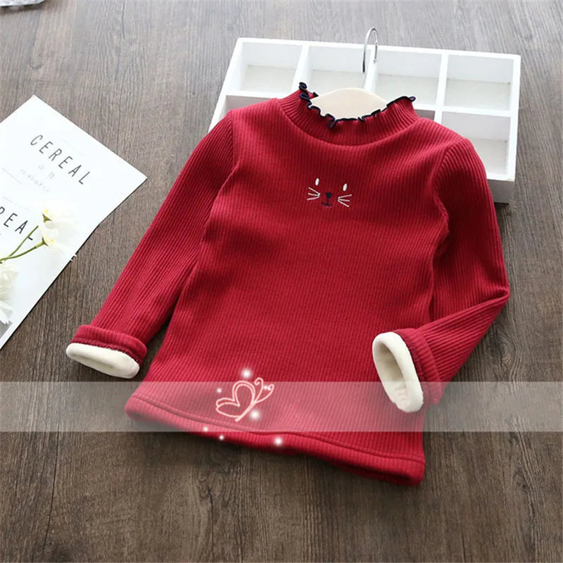 Fashion Girls Sweater 2024 | Cartoon Kids Winter Velvet Top - Dhavinci