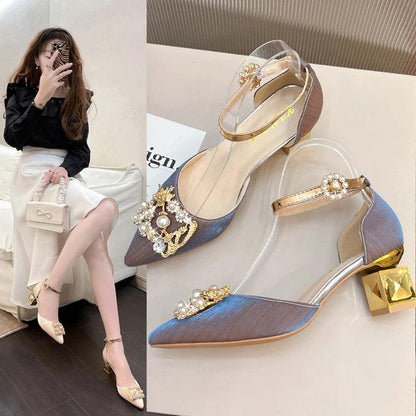 Elegant Beige Wedding Shoes for Women | Crystal Pearl High Heels - Dhavinci