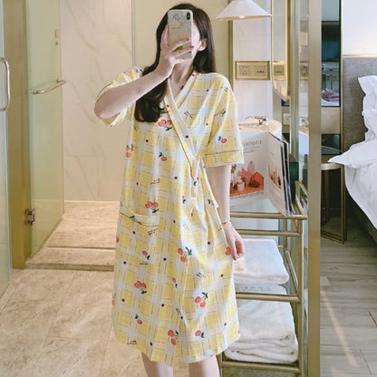 Womens Robe Japanese Style Kimono Pajamas Sleepwear Nightgown Bathrobe Print Bridesmaid Robes Casual Robes Ladies Dressing Gowns - Dhavinci