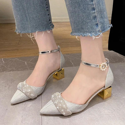 Bling Crystal High Heels - Pearl Buckle Wedding Pumps for Women - Dhavinci