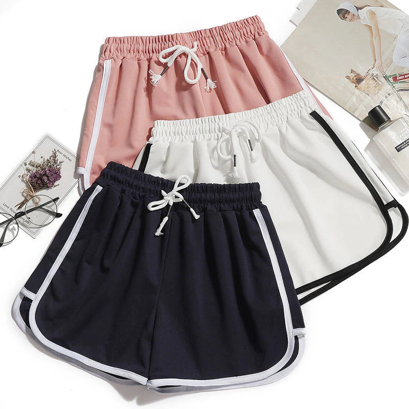 Summer Casual Women Shorts Stripe Sports High Waist Loose Female Mini Shorts Korean Sweet Elastic Waist Ladies Wide Leg Shorts - Dhavinci