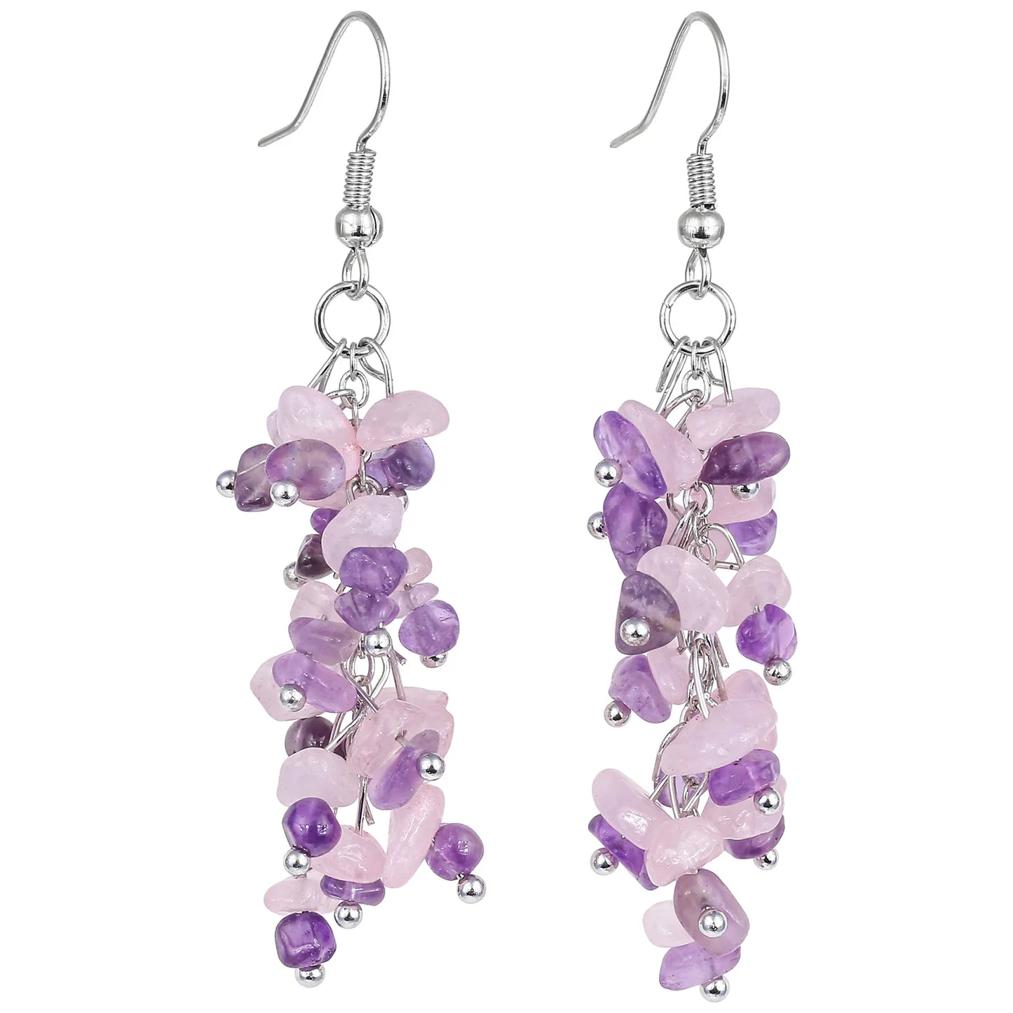 Bohemian Crystal Grape Earrings | Irregular Stone Tassel Jewelry