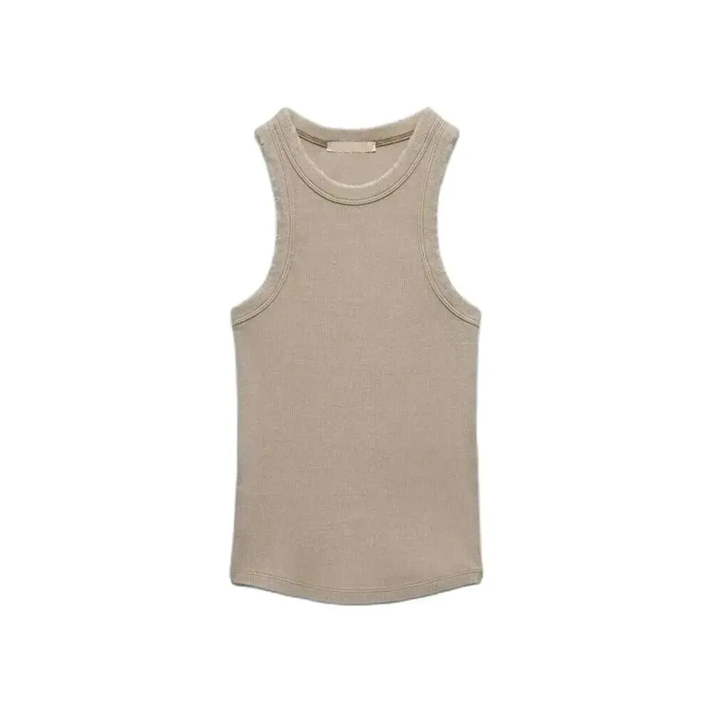 Women’s Fashion Wash Hole T-Shirt Vest | Retro Sleeveless Slim Top - Dhavinci