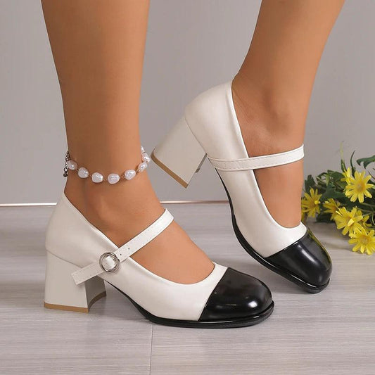 Mix Color Patent Leather Mary Janes | Buckle High Heel Pumps - Dhavinci