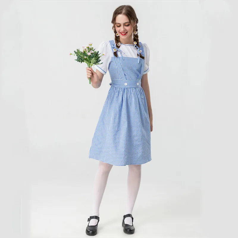 Wizard of Oz Dorothy Cosplay Costume | Blue Plaid Princess Dress - Dhavinci