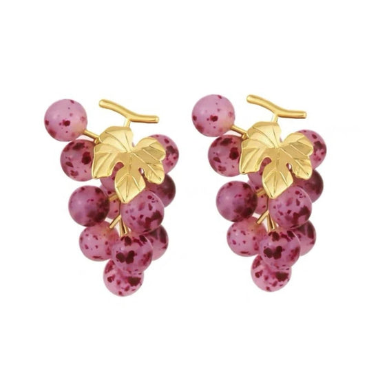 Grape Dangle Earrings | Fruit-Shaped Stylish Dangling Accessories