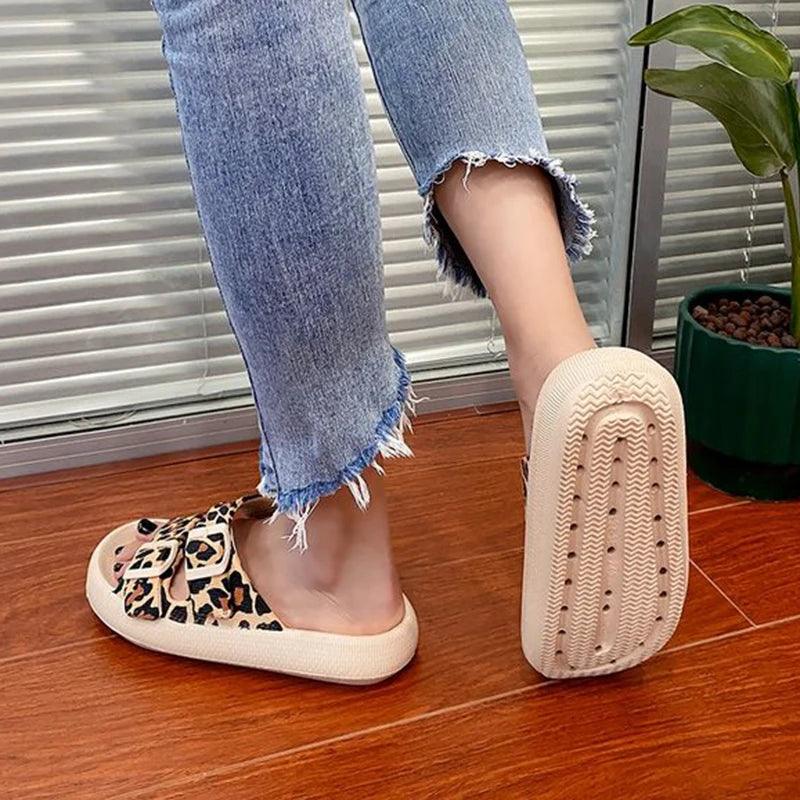 Leopard Print Cloud Slippers for Women - Adjustable & Stylish - Dhavinci