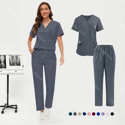 Hot Sale Nurse Scrubs Set Women Anti Wrinkle Washable Soft Hospital Uniform Medical Scrubs Women Scrubs Sets Medical Accessories - Dhavinci