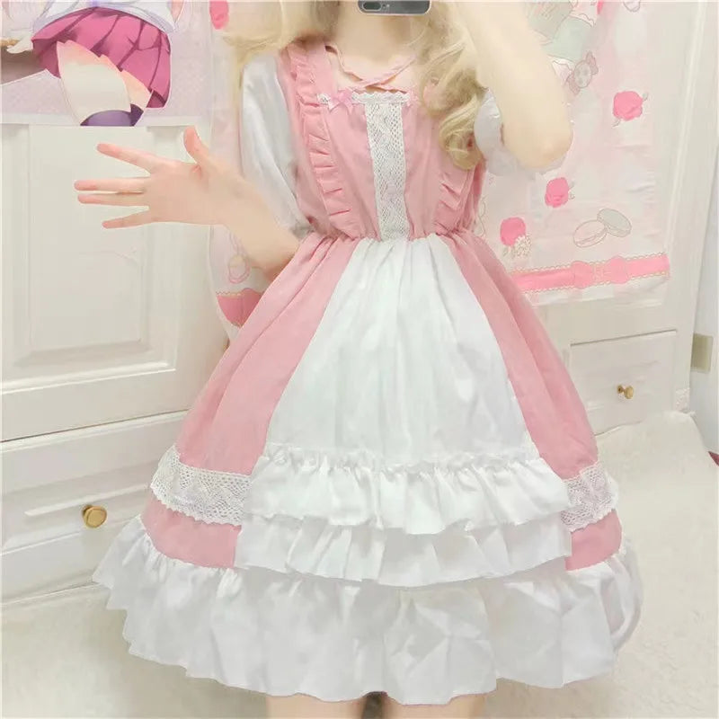 Alice in Wonderland Lolita OP Dress | Flouncing Lace Trim - Dhavinci