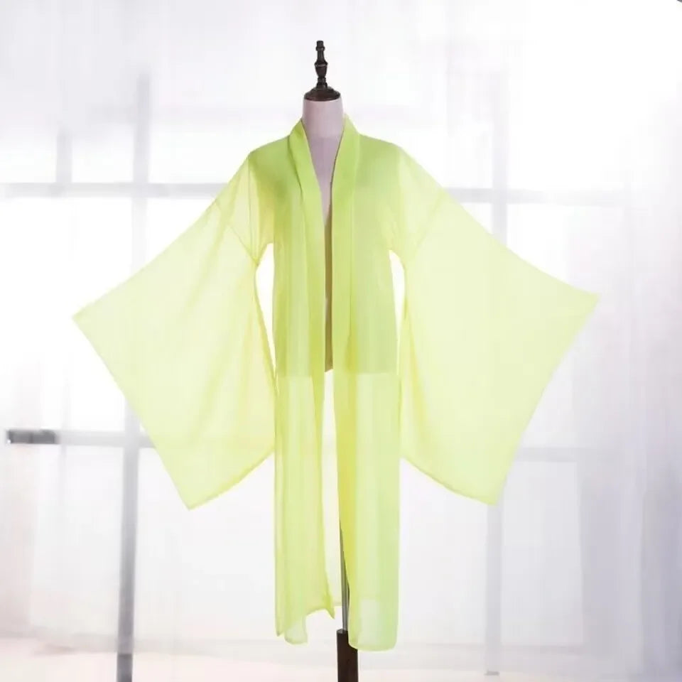 Traditional Hanfu Overcoat Adult Chiffon Cardigan Cloak Chinese Ancinet Fairy Costume  Large Sleeve Blouse Folk Dance Clothing - Dhavinci