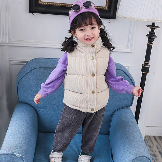 Children's Autumn Winter Warm Vest | Corduroy Waistcoat for Girls & Boys - Dhavinci