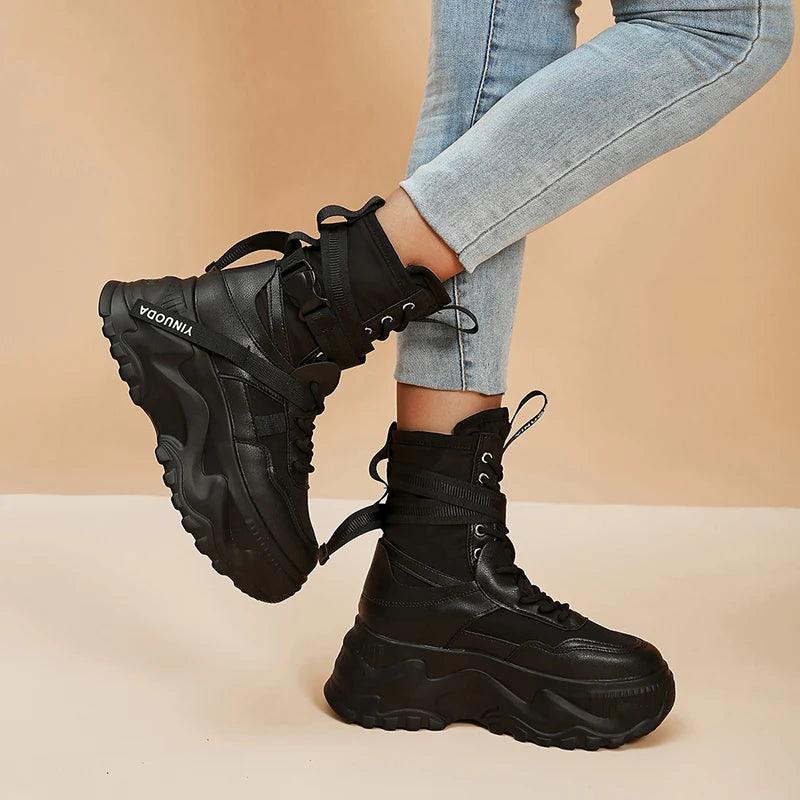 Chunky Platform Vulcanized Boots for Women | Breathable Spring Ankle Boots - Dhavinci