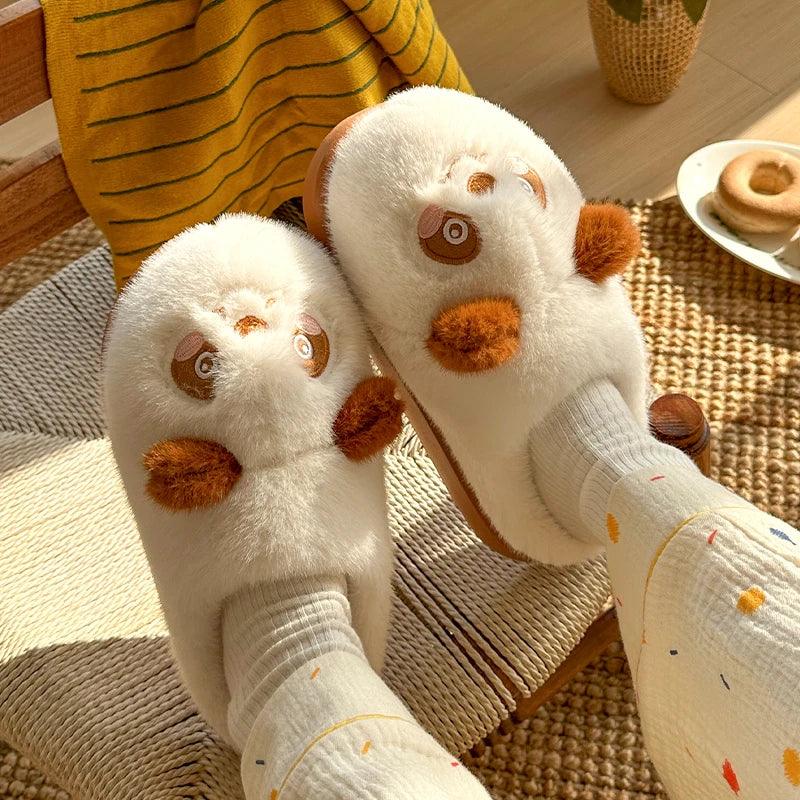 Plush Panda Slippers for Women | Warm Winter Bedroom Slides - Dhavinci