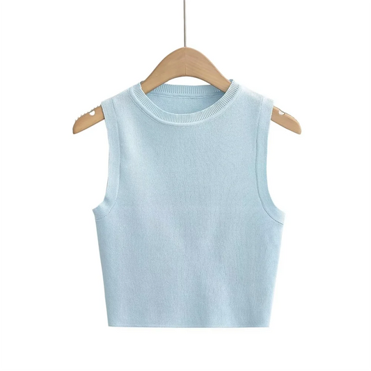 Basic Knitted Tank Top for Women | Premium Fit Sleeveless Crop Tee - Dhavinci