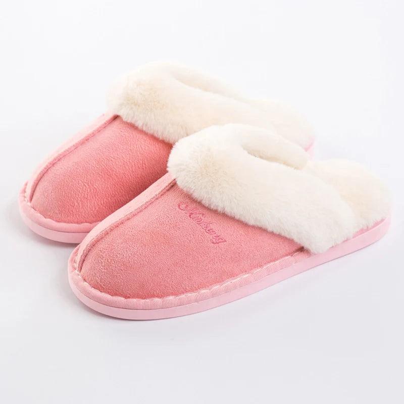 Faux Fur Winter Slippers for Women | Warm Cotton Padded Shoes - Dhavinci