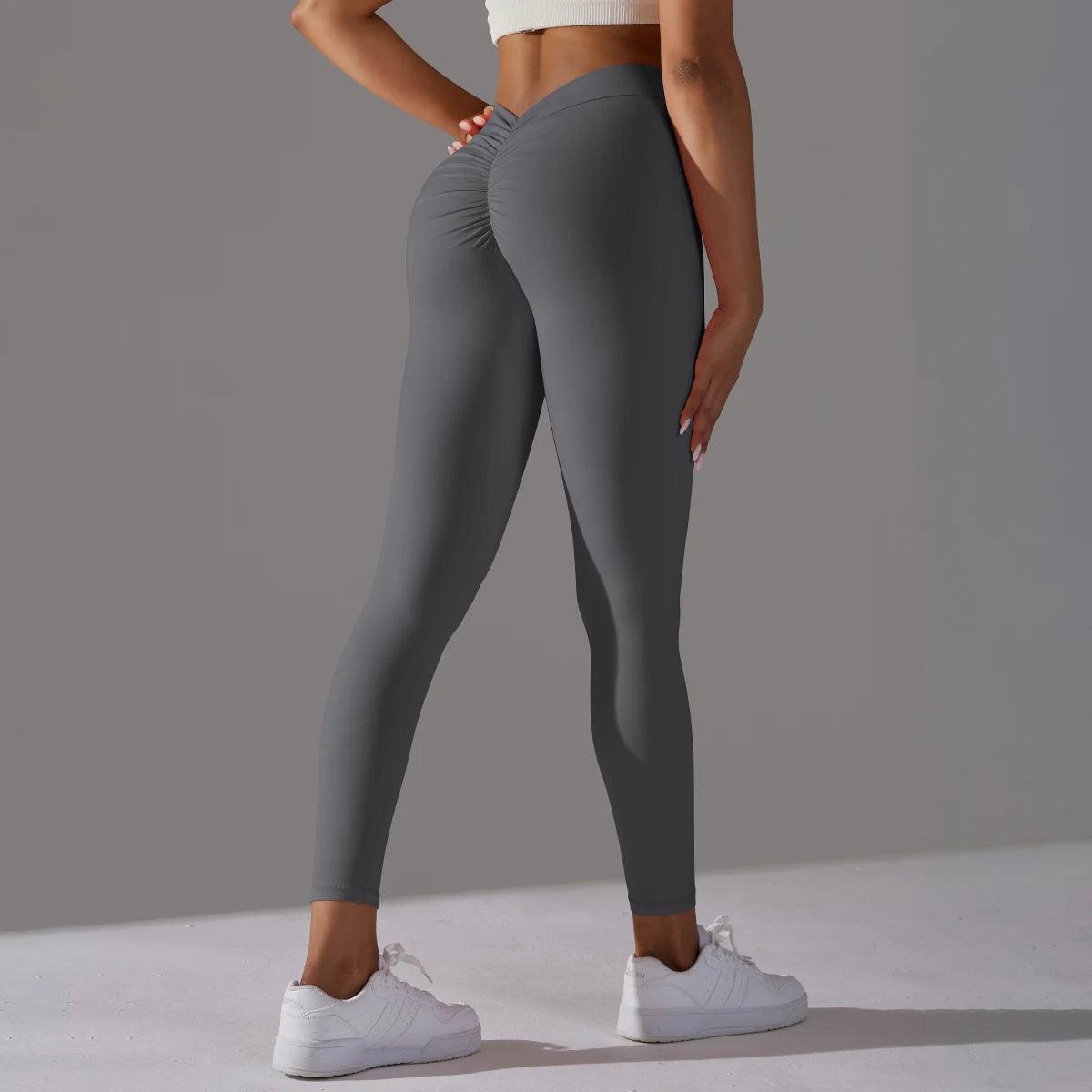 Sexy V-Waist Scrunch Butt Leggings for Women | Push-Up Fitness Yoga Pants - Dhavinci