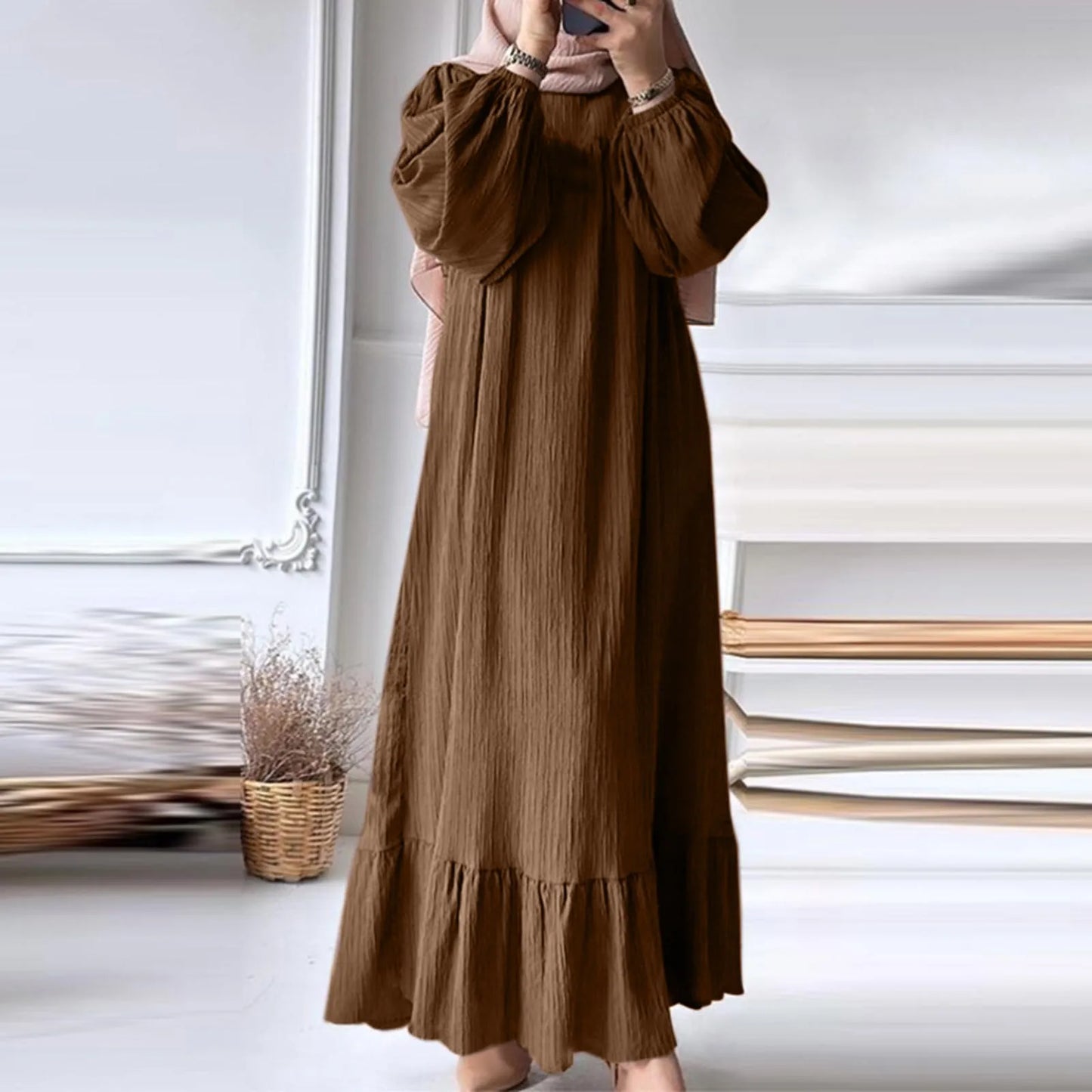 Eid Khimar Long Sleeve Abaya | Modest Dubai Turkey Islam Robe for Women - Dhavinci