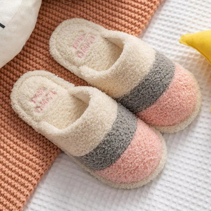 Cozy Mix Color Plush Slippers for Couples | Non-Slip Indoor Comfort - Dhavinci