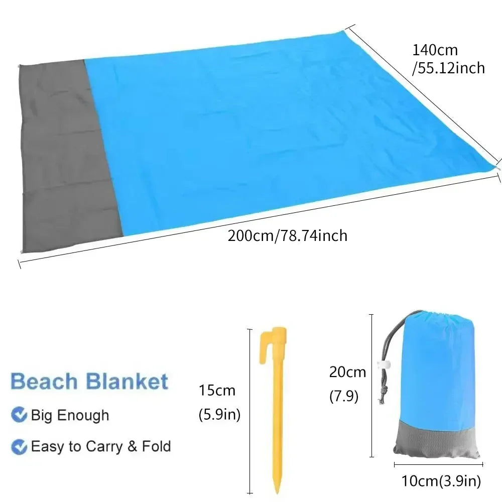 Beach Blanket Sandproof 200 X 140cm Waterproof Beach Mat Lightweight Picnic Blanket for Travel Hiking Sports - Dhavinci