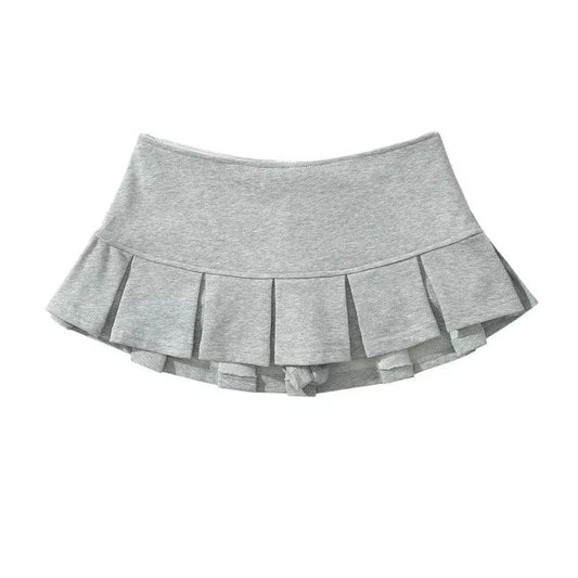 Y2K Terry Fabric Mini Skirt | Women’s Low-Waist Pleated A-Line - Dhavinci