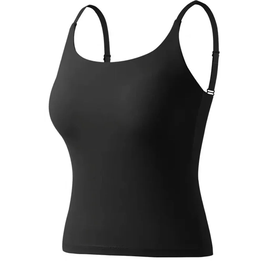 Padded Bra Tank Top Women Modal Spaghetti Solid Cami Top Vest Female Adjustable Camisole With Built In Bra Fitness Clothing ﻿ - Dhavinci